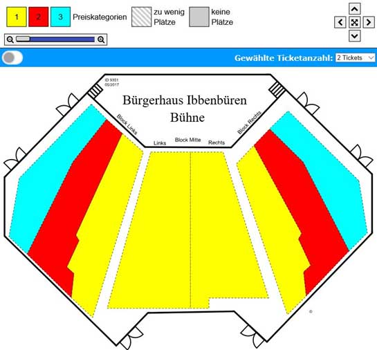 Abbildung eines von ProTicket erstellten Saalplans vom Bürgerhaus Ibbenbüren