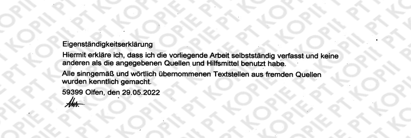 Eigenständigkeitserklärung / Unterschrift D. Abakuntschik