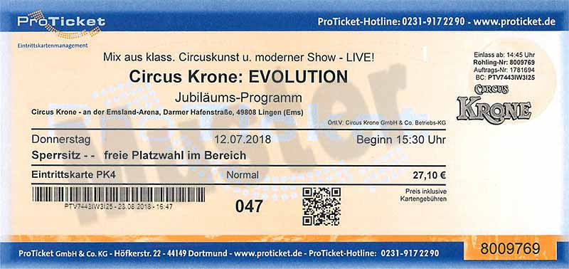 ProTicket-Eintrittskarte | Circus Krone