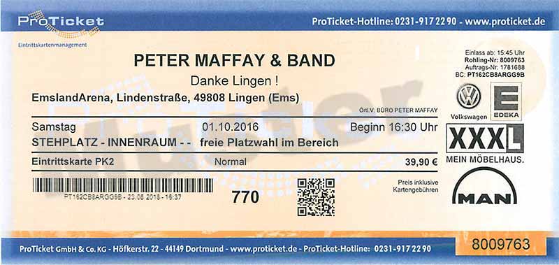 ProTicket-Eintrittskarte | Peter Maffay